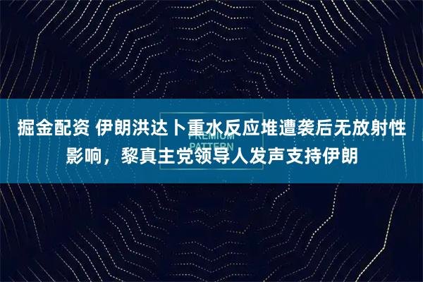 掘金配资 伊朗洪达卜重水反应堆遭袭后无放射性影响，黎真主党领导人发声支持伊朗