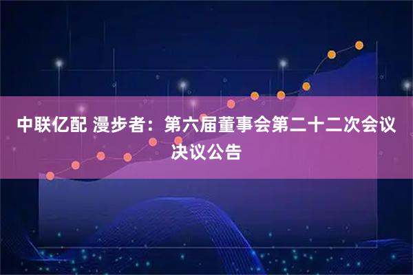 中联亿配 漫步者：第六届董事会第二十二次会议决议公告